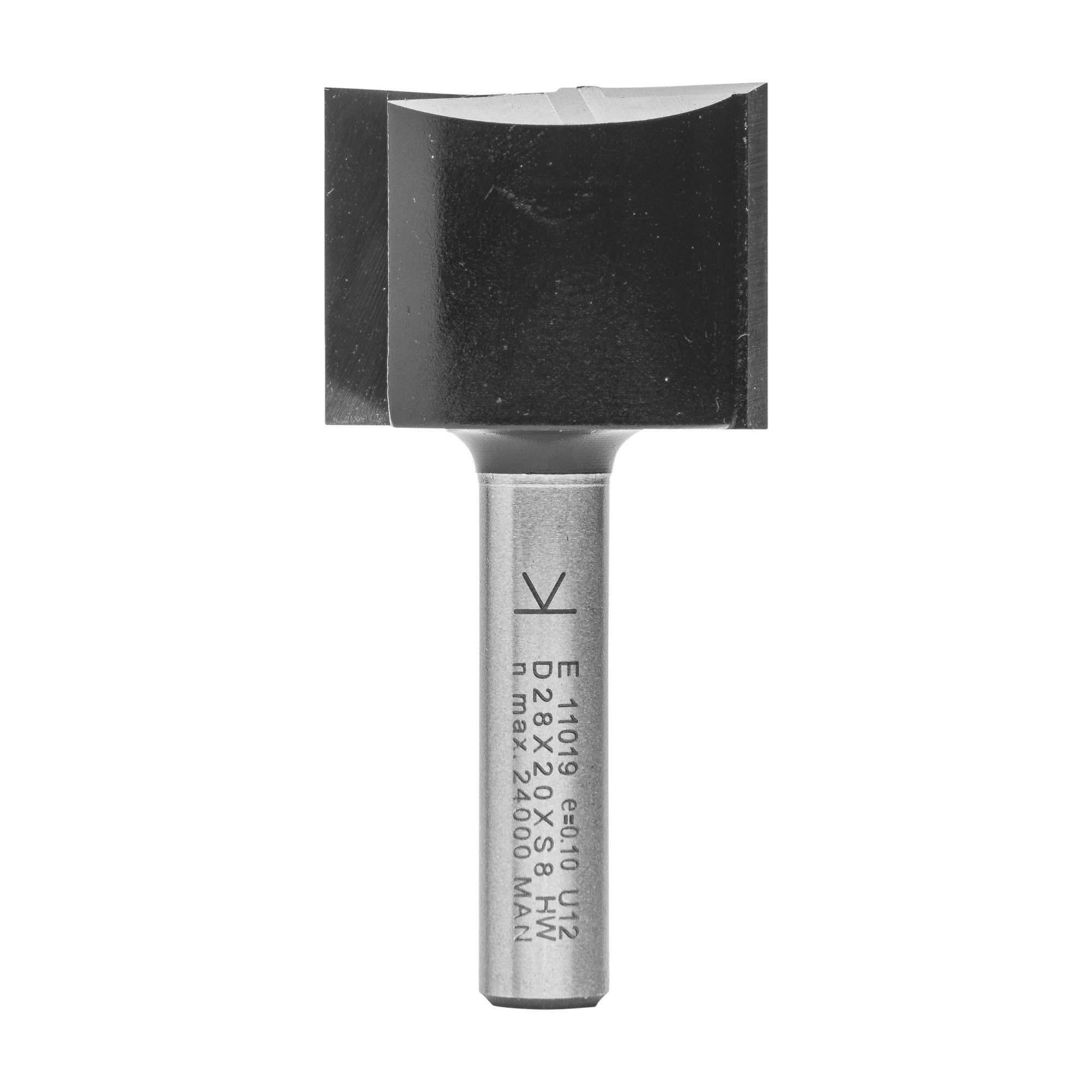 ENT 11019 Straight Cutter TC, Shank (S) 8 mm, Diameter (D) 28 mm, NL 20 mm, SL 32 mm, GL 52 mm, with Tungsten Carbide TC, Centre Tip — image 1