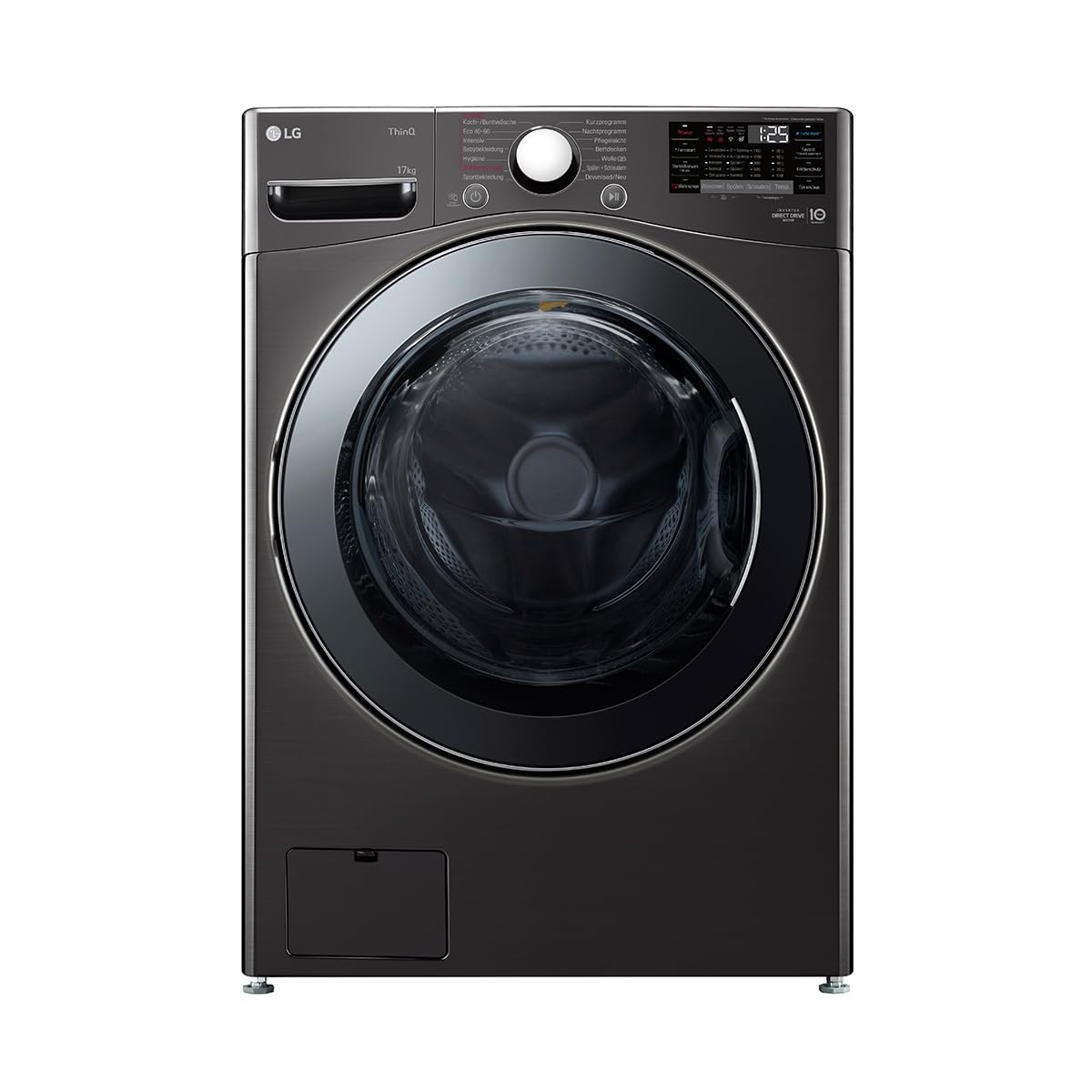 LG F11WM17TS2B, Frontlader-Waschmaschine 17 kg, Klasse E, 1.100 U./Min., 70x77x99 cm, Turbowash 59 Minuten, 6 Motion DirectDrive, Wi-Fi, Metallic Black Steel