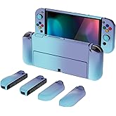 PlayVital AlterGrips Protective Slim Case for Nintendo Switch OLED, Ergonomic Grip Cover for Joycon, Dockable Hard Shell for Switch OLED w/Thumb Grip Caps & Button Caps