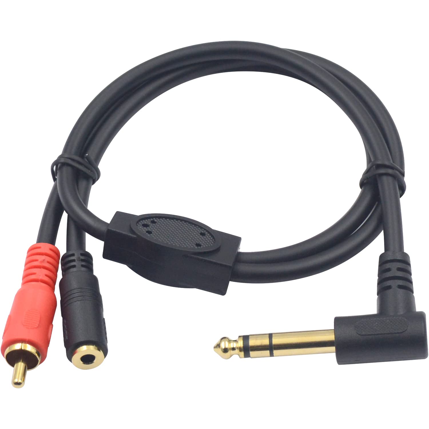 Duttek 90 Degree 6.35mm 1/4" to RCA Male and 3.5mm 1/8" Female Stereo Audio Cable,6.35mm to 3.5mm Audio Jack,RCA to 6.35mm Audio Cable Extension Cord for Headphones, MP3 Players, DVD Players, 50cm