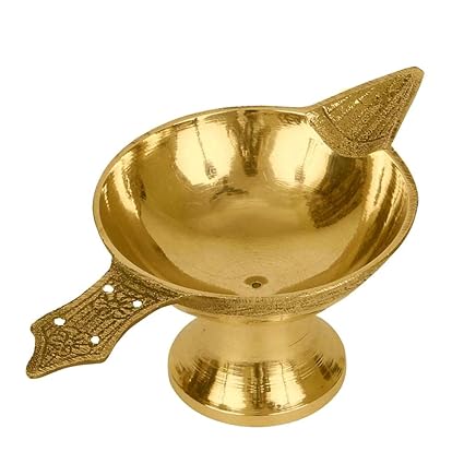 Ankita Gemstones Brass Pital Diya (Yellow)