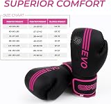 EVO Fitness Boxing Gloves Matte Black 8 oz with Hand Wraps Pink Women Men view 6