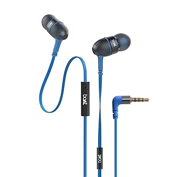 boAt BassHeads 225 in-Ear Wired Earphones with Super Extra Bass, Metallic Finish, Tangle-Free Cable and Gold Plated Angled Jack (Blue)