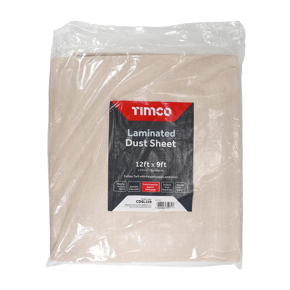 TIMCO Laminated Dust Sheet - 12ft x 9ft - Perfect for Professional and DIY Projects