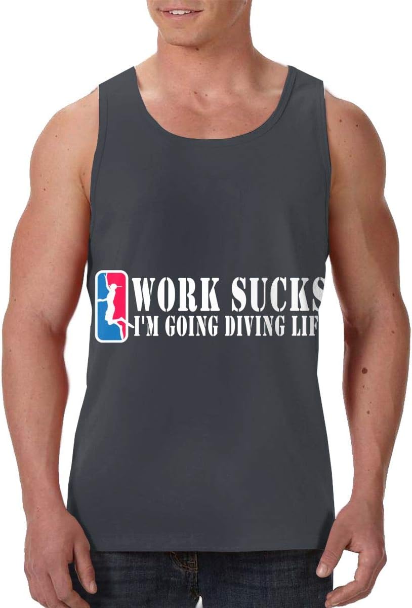 Volunteer Men's Work Sucks I'm Going Diving Lover Life Muscle Tee Tank Top S Black