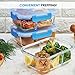 Glass Meal Prep Containers 2-Compartment - 3-Pack 32 Oz. Freezer to Oven Safe Airtight Food Storage Container Set with Hinged Locking Lids BPA Free, Great On the Go Portion Control Lunch Containers