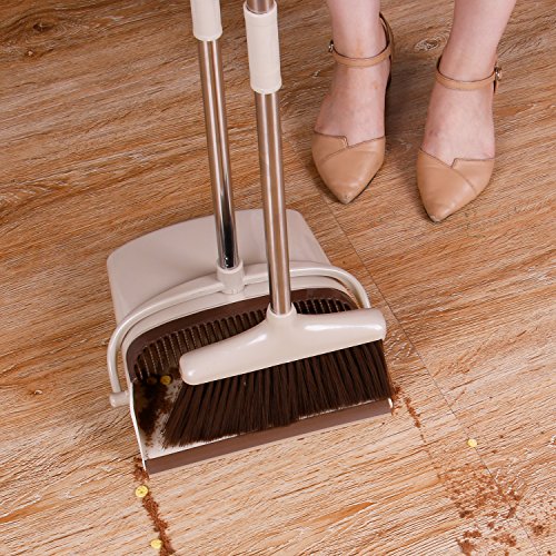image for Gorich Windproof Broom and dustpan set upright with long handle Great 