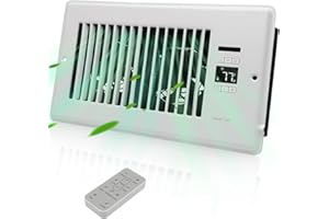 SANYCASA Register Booster Fan 6" x 10" with High-Precision Thermostat Control - Quiet AC Vent Booster Fan - Improved Air Flow for Better Indoor Heating and Cooling - Upgrade Vent Fan Booster White
