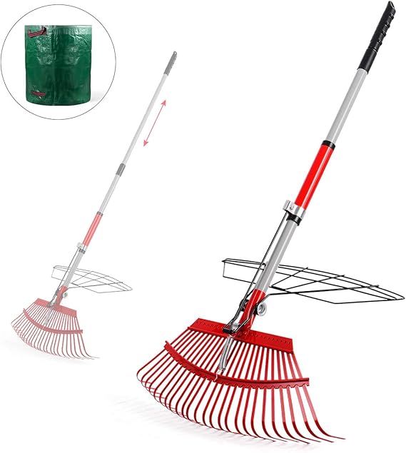 Garden Rake, 38” 56”Garden Rake Leaf Adjustable Rake and Grabber Set