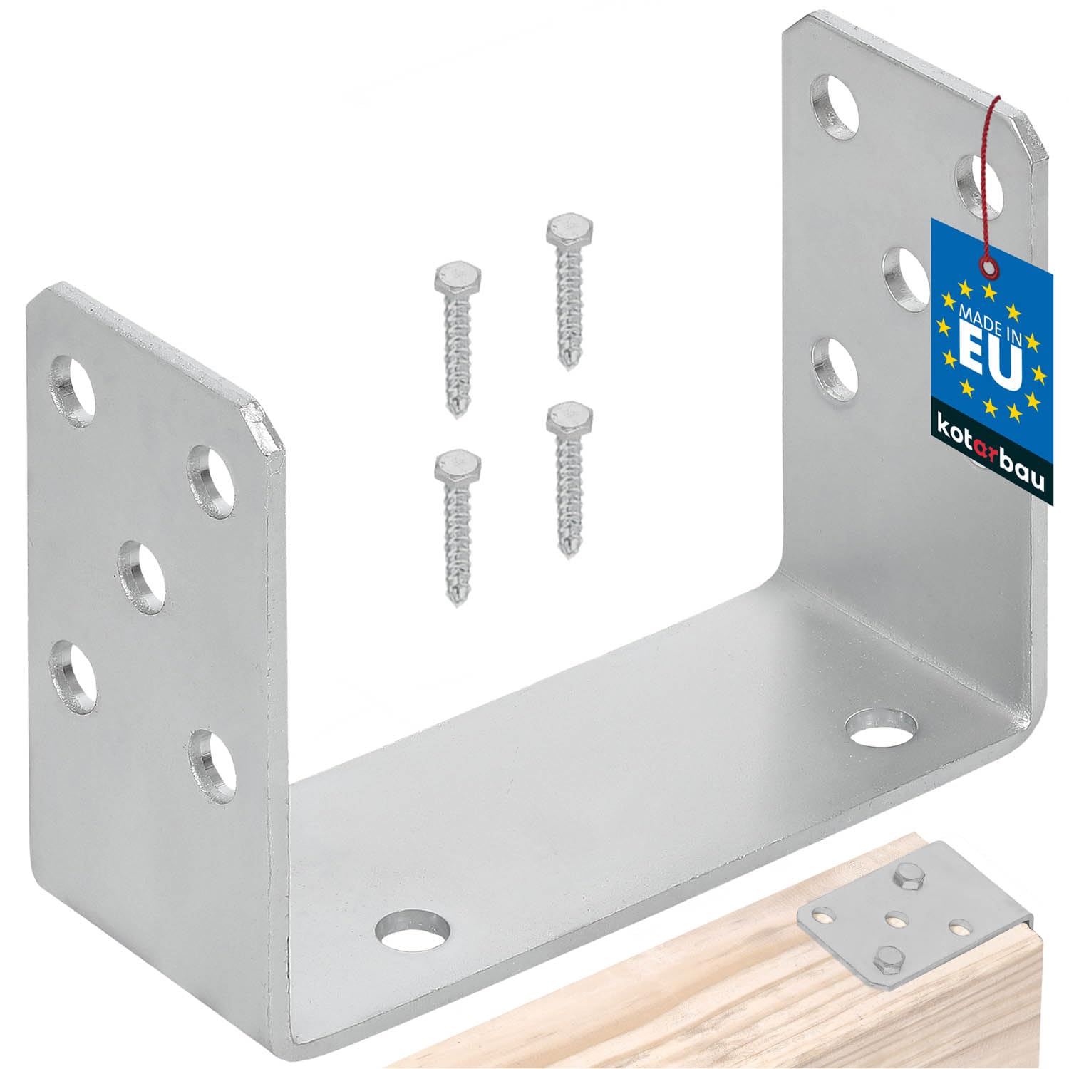 KOTARBAU - U-Shaped Post Base for Screw Attachement - 140 mm - White Colour - Galvanized – The perfect solution for connecting various elements.