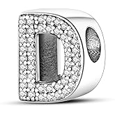 PARCOM Letter Charms Fits Pandora Bracelets S925 Sterling Silver Initial Charms for Bracelets Alphabet A-Z Letters Bead Bracelets Necklace Pendent with Cubic Zirconia for Women Birthday Ceremony DIY Jewelry