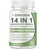 Evervision 14-in-1 Advanced Eye Formula, Daily Eye Nutrition Supplement with Lutein, Zeaxanthin, Saffron & Bilberry Extract, Eye Health Support for Adults – 60 Capsules (1)