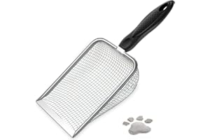 UMUACCAN Cat Litter Scoop,Sturdy Litter Cleaner Corner Shovel,Stainless Steel Mesh Litter Shovel,Easy to Clean Reptile Terrarium Sand Waste,Beach Shovel(Black)