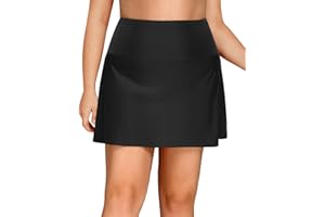 Daci Women Plus Size Tummy Control Swim Skirt Athletic High Waisted Swimsuit Bottom