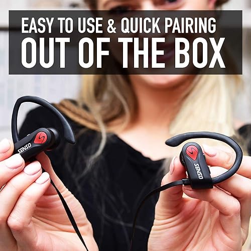 Senso Bluetooth Headphones, Best Wireless Sports Earphones w/Mic