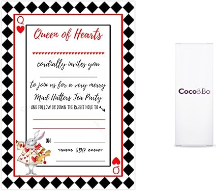 5 X Coco Bo Don T Be Late Mad Tea Party Invitations Alice In