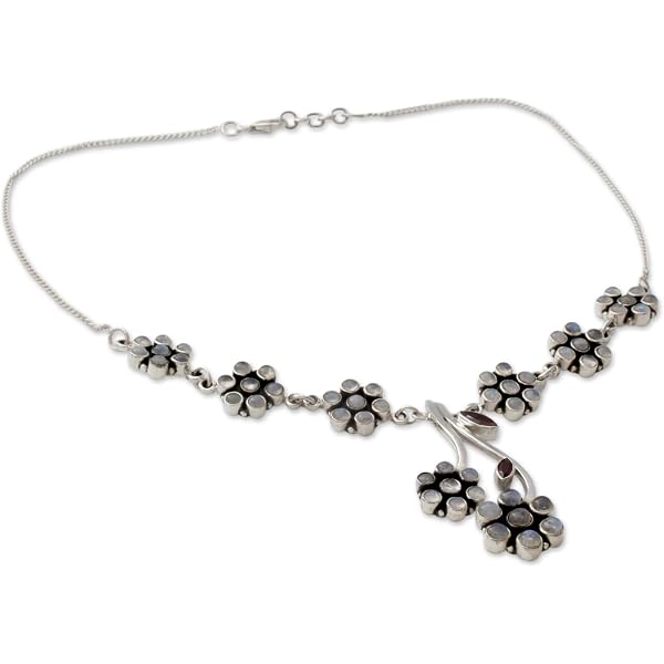 NOVICA Handmade Peridot Pendant Necklace - Sterling Silver Green Birthstone Jewelry With Chain, ‘Lime Lace’ Design