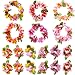 Jovitec 54 Pack Luau Tropical Hawaiian Headband Floral Leis Headband and Wristband for Costume Party Decoration Supplies, 6 Colors