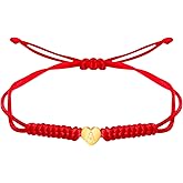 Dainty Gold Heart Love Charm Initial Bracelet Black Pink Red String Rope Letter Bracelet for Women Men Christmas Gift