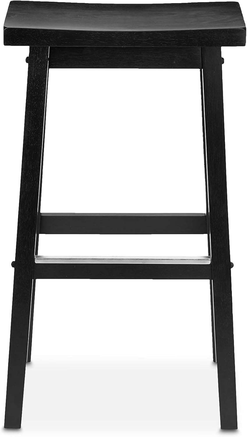  Basics Solid Wood Saddle-Seat Kitchen Counter Bar Stool - Set of 2, 29 Inch, Black: Furniture & Decor