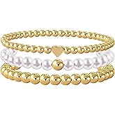 Risyfjew Dainty Pearl Chain Bracelets 14K Gold Bracelet for Women Adjustable Baroque Culture Jewelry Gifts for Mother Wife