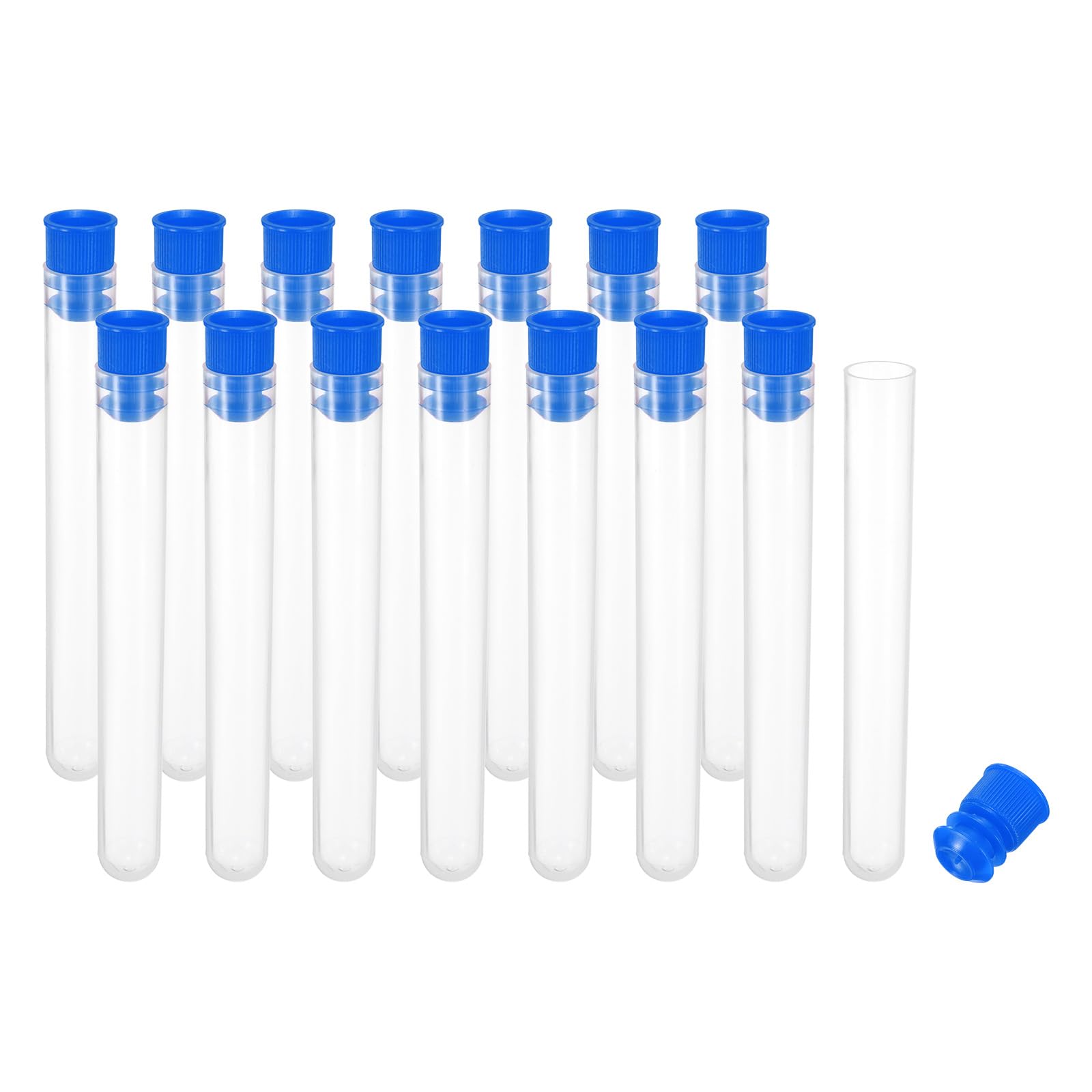 PATIKIL 4" Length Plastic Sewing Needle Storage Holder, 15 Pcs Portable Matte Embroidery Needle Pin Toothpick Storage Tubes Case for Craft Knitting, Blue