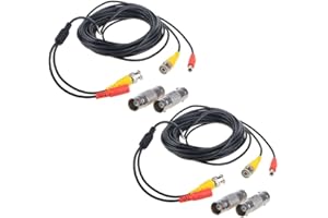 Flashmen 2-Pack 25ft HD Video Power Security Camera Cables Pre-Made All-in-One Extension Wire Cord with BNC Connectors for CCTV Security Camera Black
