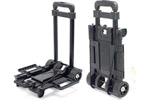 GAORUI Foldable Plastic Folding Cart Lightweight Folding Shopping Trolley Mini Luggage Hand Truck for Travel Shopping Moving Office Use (2-Wheels)