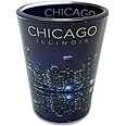 Chicago Night Scene Glass Souvenir Two-Sided Shot Glass - 2 ounce