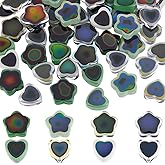 PONABEADIY 1 Box 48PCS Glass Mood Beads with Holes Heart Star Shape Two Tone Temperature Sensing Color Changing Assorted Spacer Loose Bead Bulk for Jewelry Making Necklace Christmas Diy Craft Supply