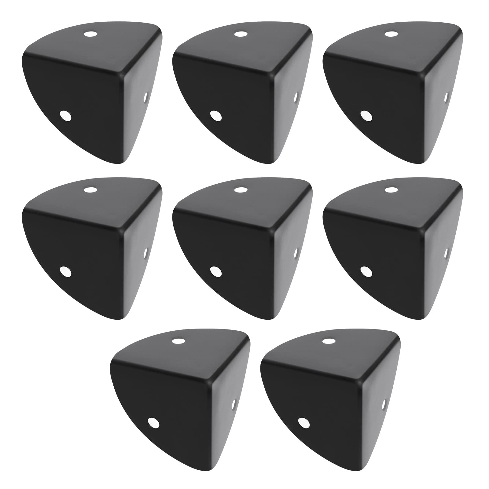 YINETTECH 8PCS 39mm Corner Angle Brace Protectors Scalloped Metal Right Angle Corner Guards for Wooden Box Desk Chest Case Flightcase Black