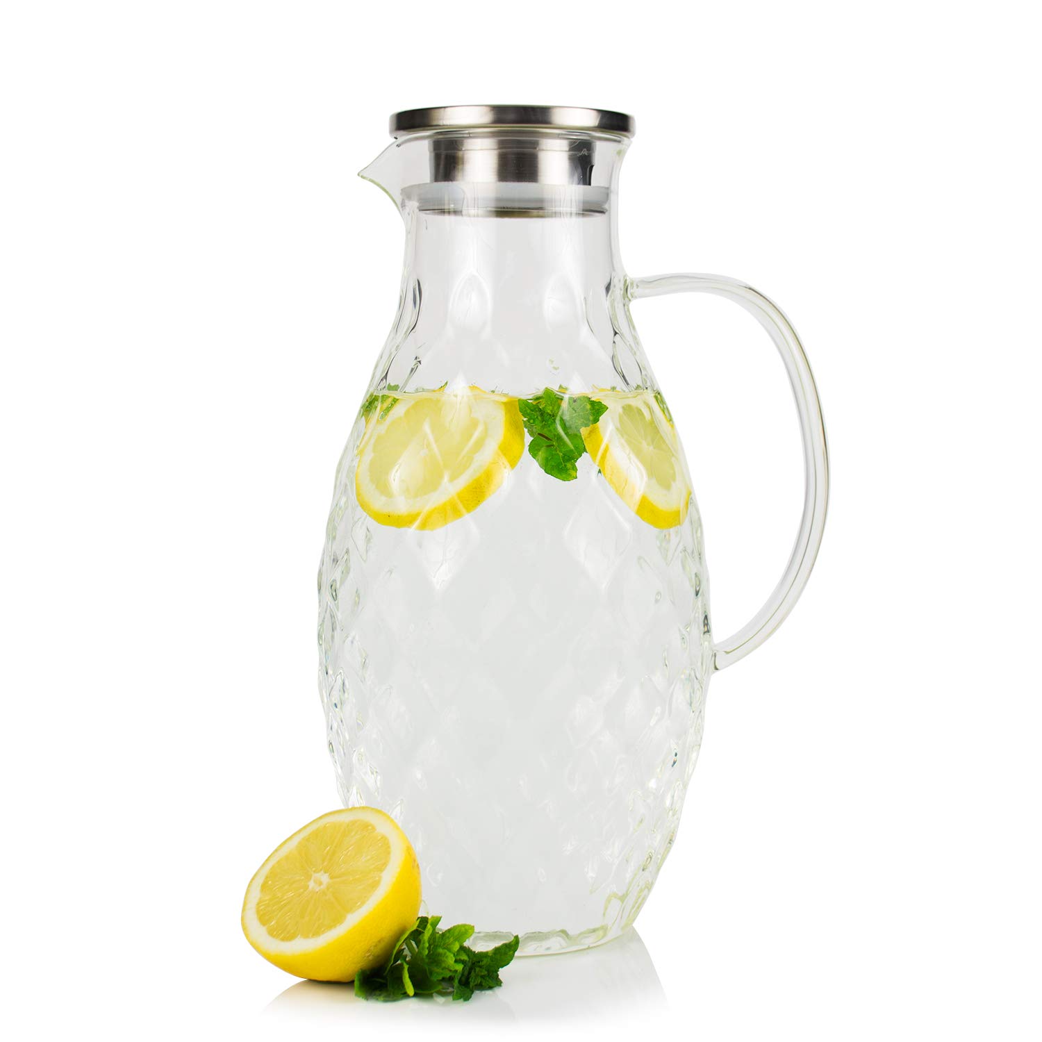Large Glass Pitcher with Lid and Spout 100 Ounces Big Cold and Hot