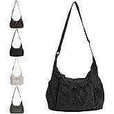 Korean Style Plaid Casual Shoulder Bag, Cotton Quilted Fabric, Lightweight Checkered Crossbody Bag with Adjustable Strap