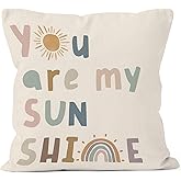 MONALET You are My Sunshine Throw Pillow Covers 18x18, Colorful Boho Sun Rainbow Decorative Square Pillow Cases for Couch Bed Sofa, Sunshine Decor Pillowcases for Nursery Kids Room Bedroom Classroom