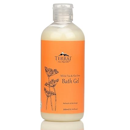 TERRAI White Tea & Aloe Vera Bath Gel - Gentle Moisturising Cleanser for All Skin Types, SLES & Paraben Free - 300ML