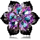 Elegant Rhinestone Flower Brooch Pin for Women Handmade Shiny Crystal Snowflake Cherry Blossom Brooches Lapel Pins Dress Accessories Anniversary Wedding Jewelry