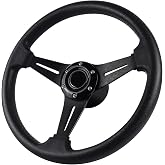 LOSCHEN Boat Steering Wheel Polyurethane Leather with 3/4" Axle Marine Steering Wheel Adapter for Marine Boats,Vessels,Yachts,Pontoons Boat-Black