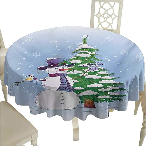 Hinxinv Round Tablecloth for Wedding Black Christmas