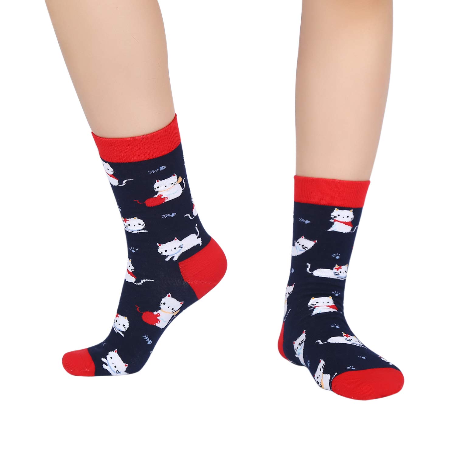 Womens Novelty Crew Socks Crazy Funny Dogs Cats Casual Cute Animal Cotton Socks