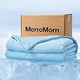 MorroMorn Cooling Comforter Queen Size, Cooling Blankets for Hot Sleepers and Night Sweats, All Season Bedding Breathable Lightweight Quilt Silk Smooth Cold Soft, 90x90 Inches, Ice Blue