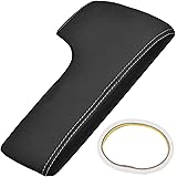 NLQR Leather Center Console Lid Cover For Dodge Ram 2013-2018 - Black Microfiber Armrest Protector