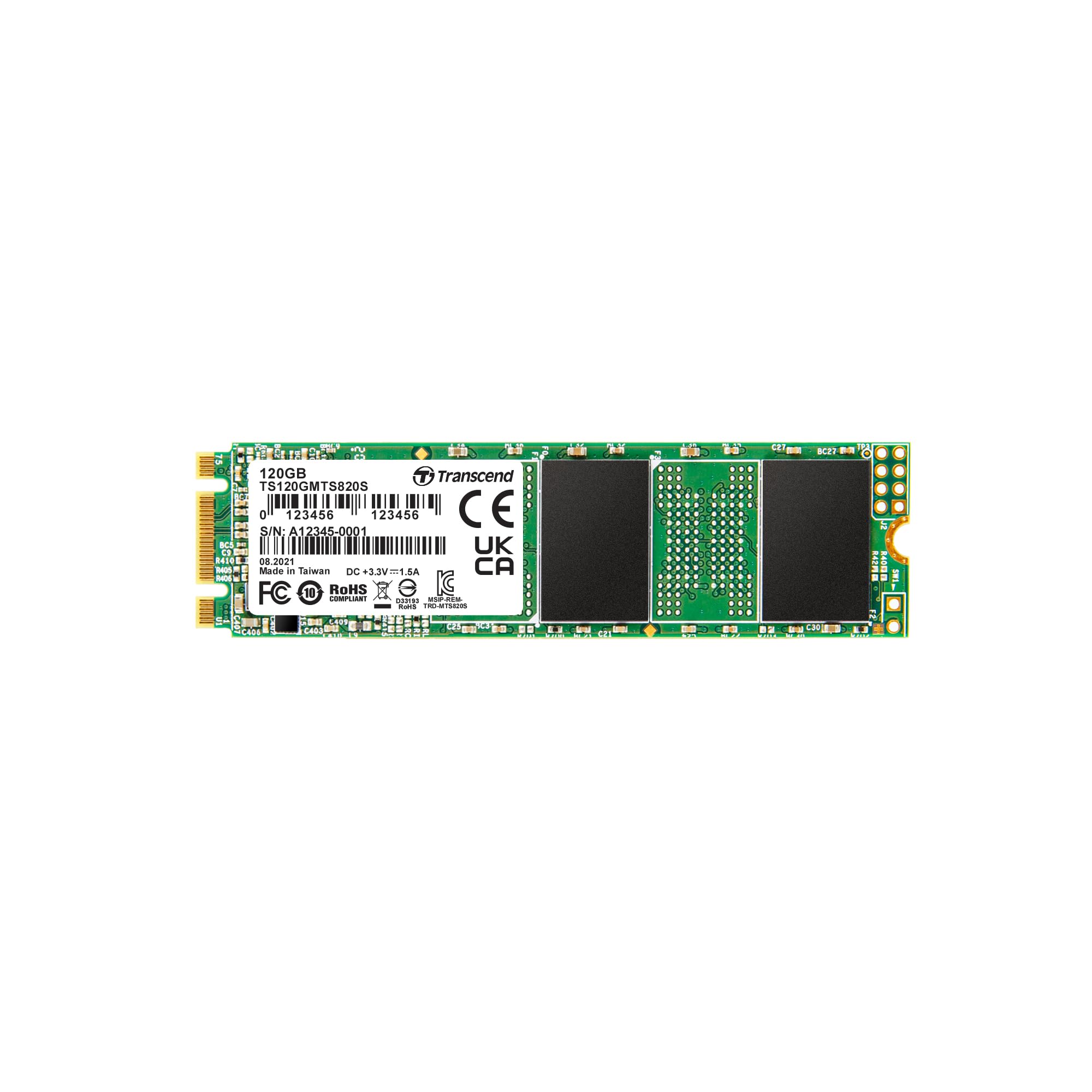Transcend MTS820S 120GB SATA III 6Gb/s M.2 SSD, Read/Write up to 500/350 MB/s with 3D Nand Flash TS120GMTS820S