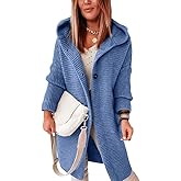 chouyatou Women's Casual Hooded Chunky Cardigans Slouchy Oversize Knitted Mid Long Cardigan Sweater Outerwear Jacket