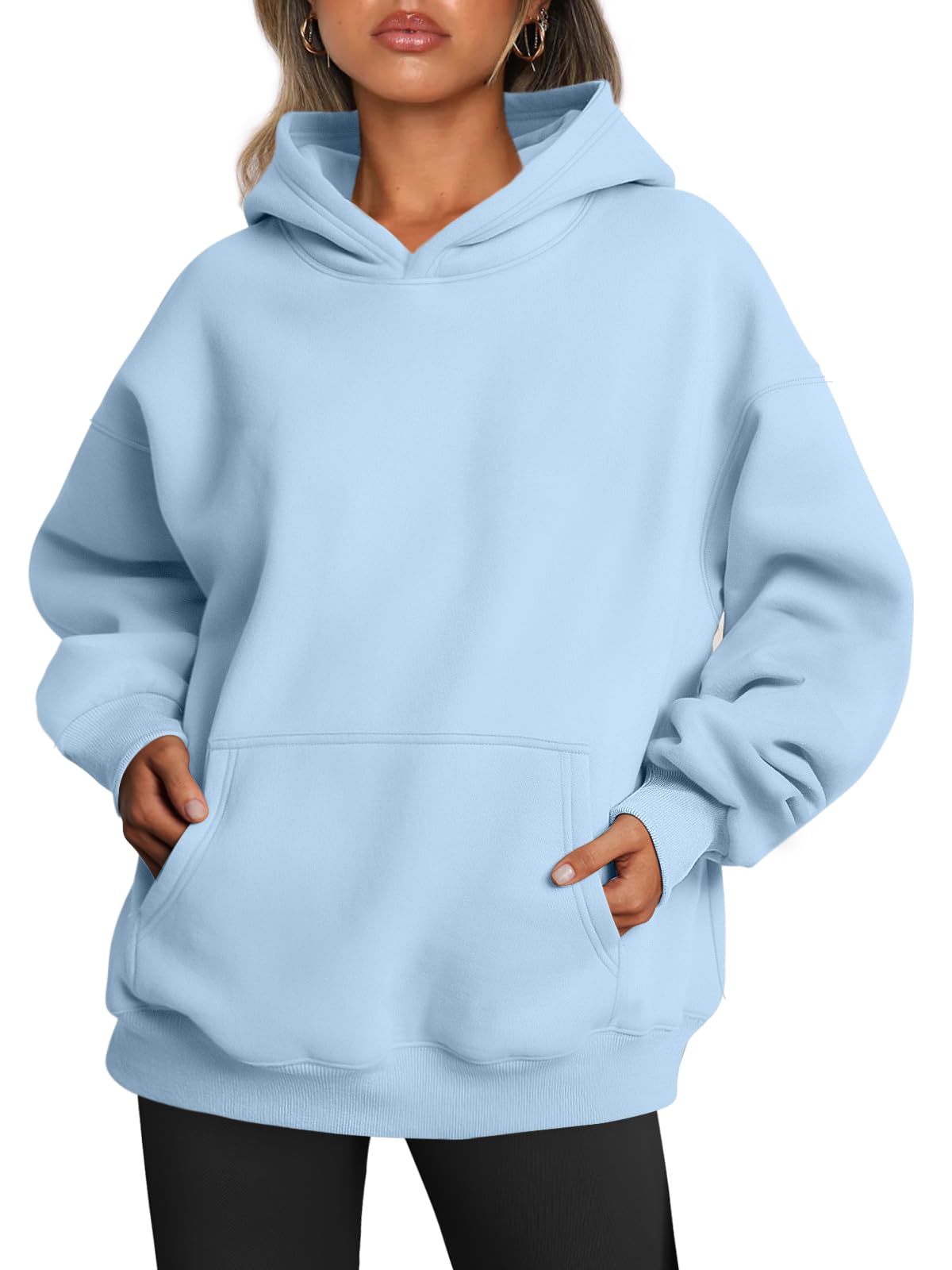 Trendy Queen Womens Oversized Hoodies Fleece Sweatshirts Fall Fashion Pullover Sweaters Winter Clothes Sky Blue M Image