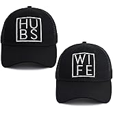 Fxbwhtey 2 PCS Hubby and Wifey Trucker Hats for Men Women, Adjustable Embroidered Couple Mesh Baseball Cap