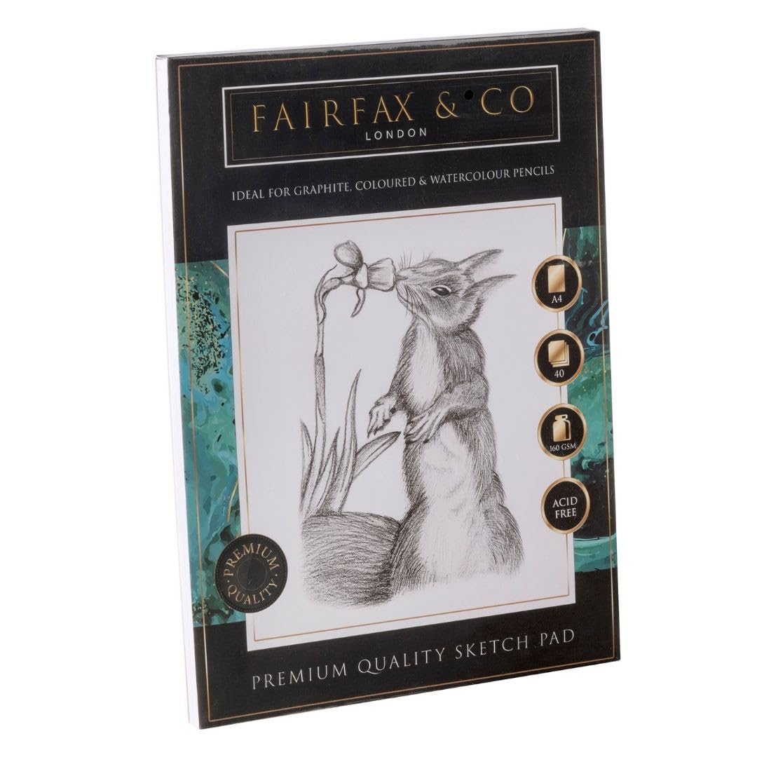 Fairfax & Co A4 Artist Sketch Pad – 40 Sheets (160 GSM) | Premium Acid-Free Cartridge Paper Sketchbook for Drawing, Painting & Mixed Media | Art Supplies for Adults & Students