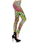 Multi Color Animal Print Bright Leggings 1980s Pants Zebra Cheetah Costume