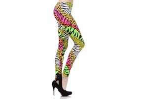 Multi Color Animal Print Bright Leggings 1980s Pants Zebra Cheetah Costume