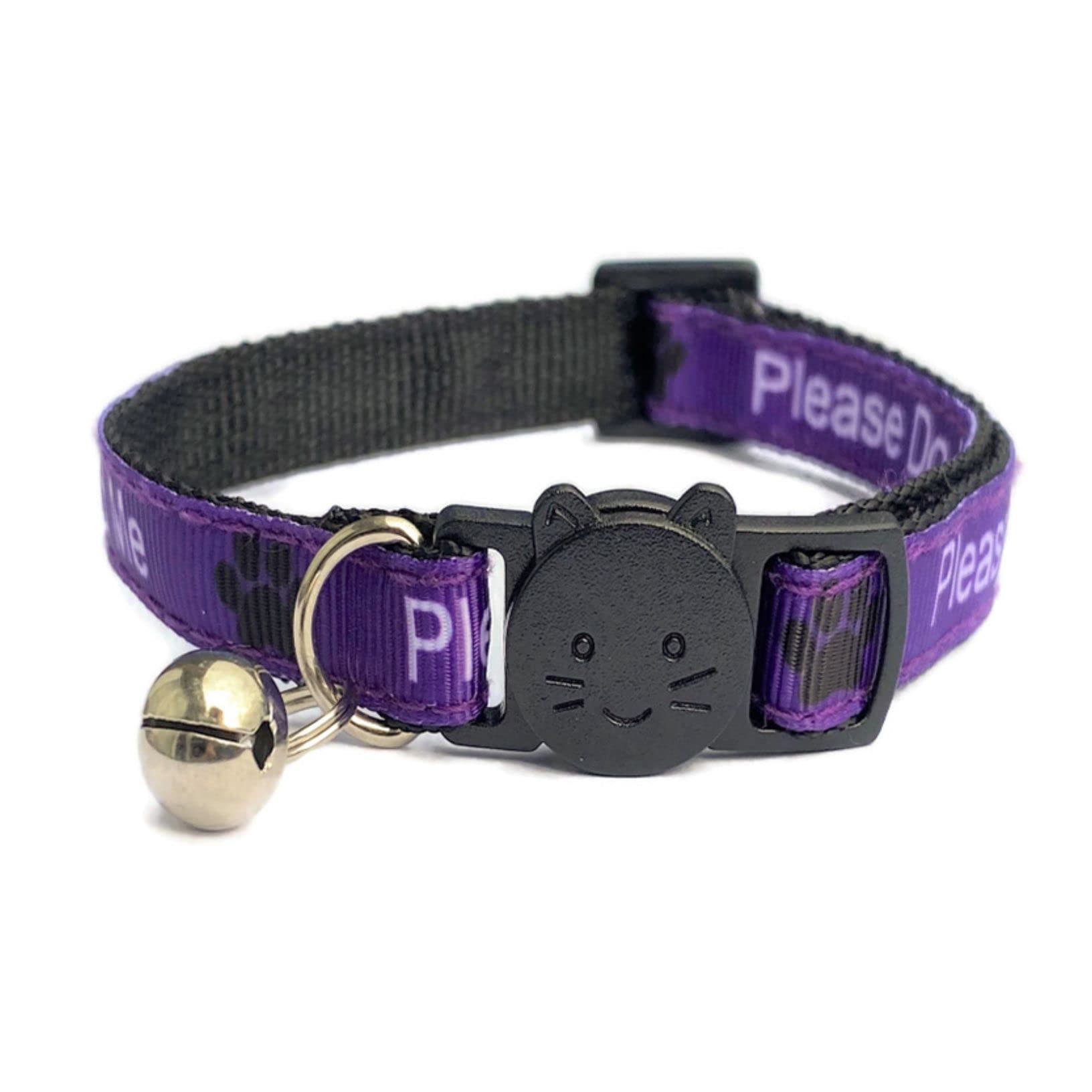 Worded Cat Collars with Bell – Please Do Not Feed Me, I Am Microchipped | Safe Quick Release Breakaway Buckle | Zacal Cat Collars (1. Purple, Please Do Not Feed Me, Pack of 1) — image 1