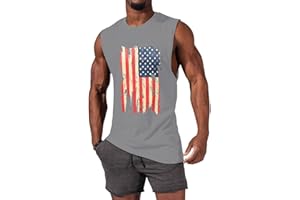 iudam 4th of July Independence Day USA Flag Sleeveless Graphic T-Shirts Gym Workout Tank Tops